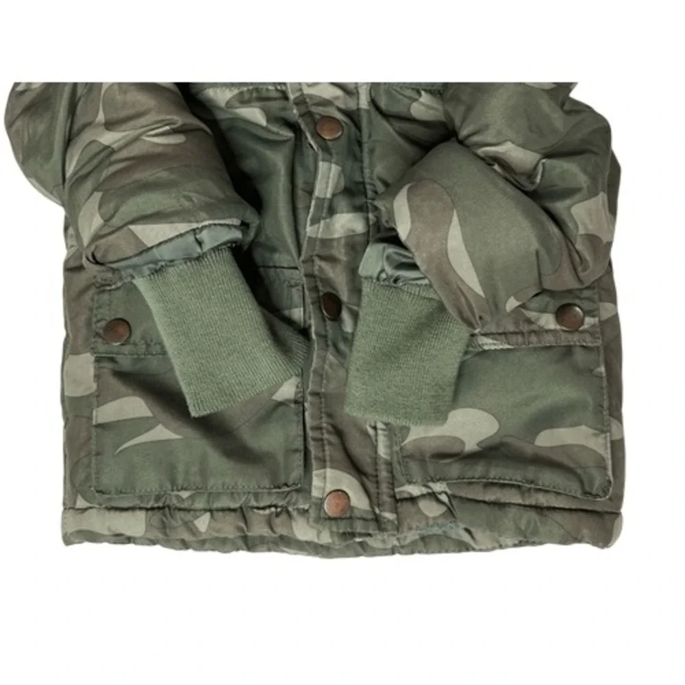 Oshkosh B'gosh Green‎ Camouflage Coat Insulated Shearling Hood Toddler 2T Nature